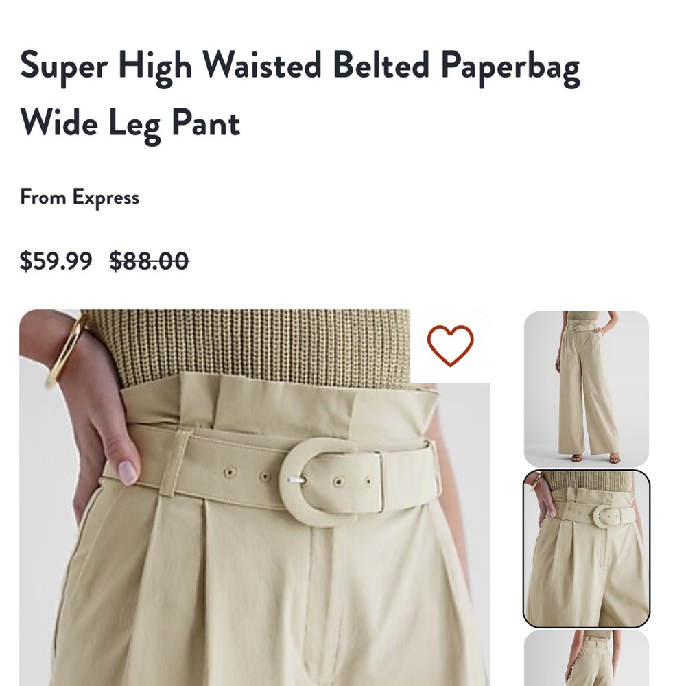 Express High Waisted Belted Paperbag Pants